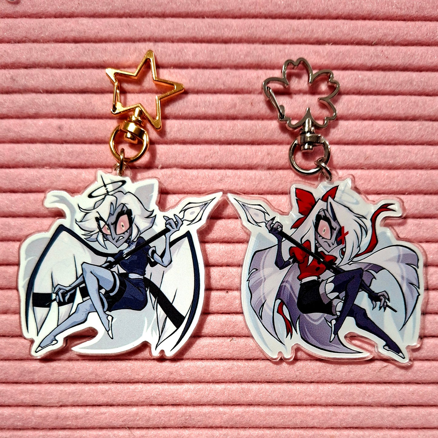 HAZBIN HOTEL Transform Keychains - Lucifer Alastor Vaggie Angel Dust - Clear Acrylic Charm 2.5 inches