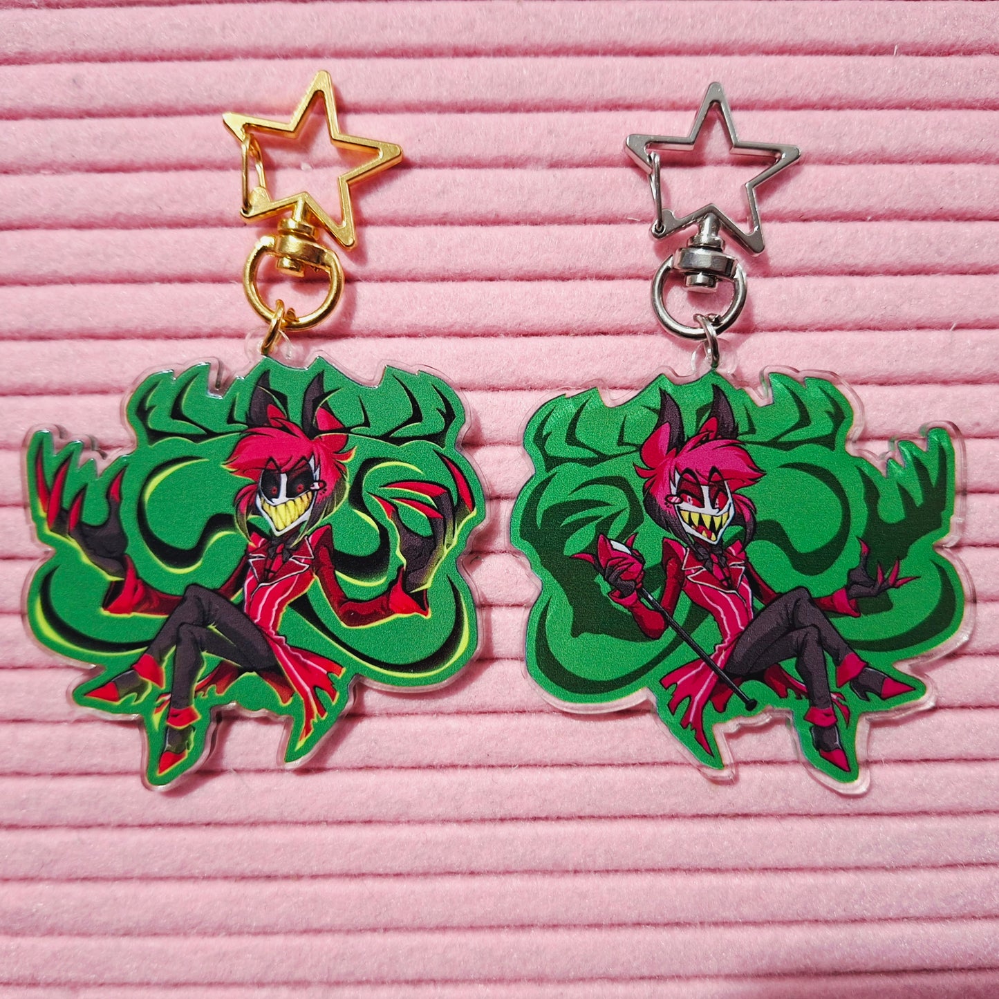 HAZBIN HOTEL Transform Keychains - Lucifer Alastor Vaggie Angel Dust - Clear Acrylic Charm 2.5 inches