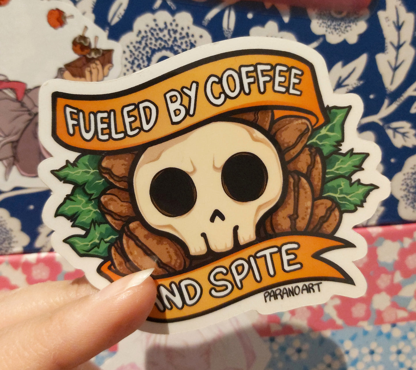 Coffee and Spite Clear Sticker Vinyl Coated 7.5cm