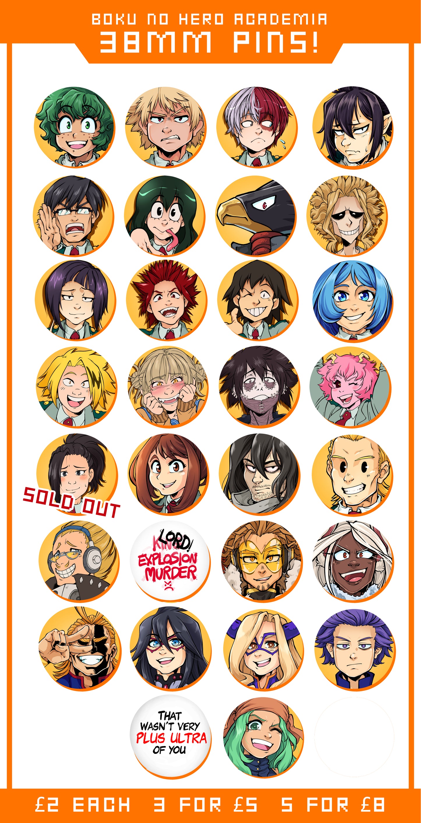 Superhero High School Inspired Pinback Badges Buttons Pins 38mm