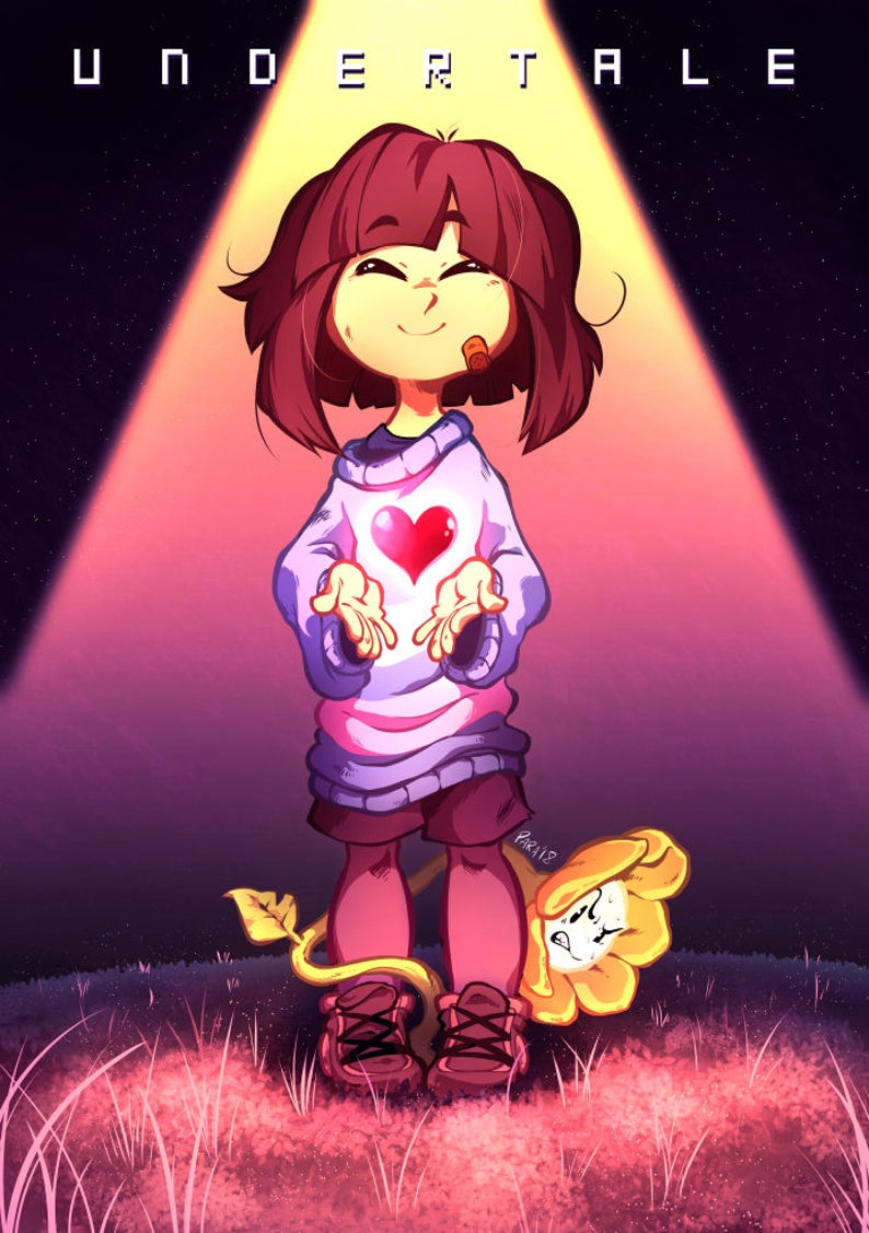 Frisk and Flowey from Undertale - A4/A3 Poster