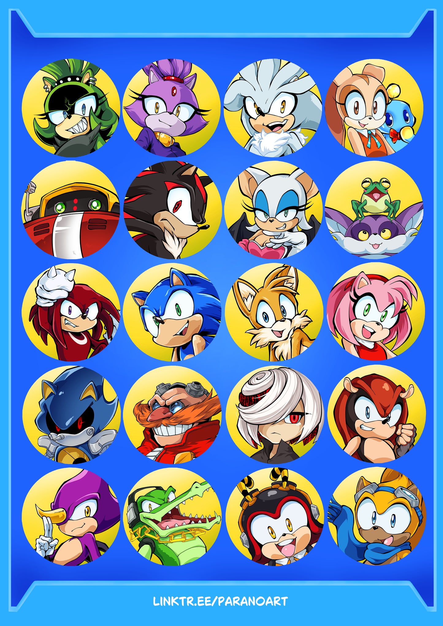 Sonic the Hedgehog Inspired Pinback Badges - 38mm