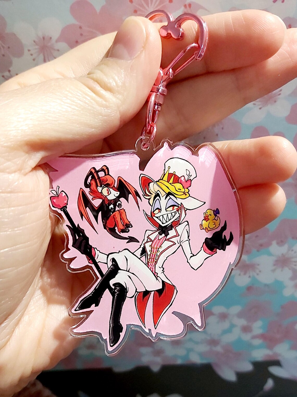 HAZBIN HOTEL Transform Keychains - Lucifer Alastor Vaggie Angel Dust - Clear Acrylic Charm 2.5 inches