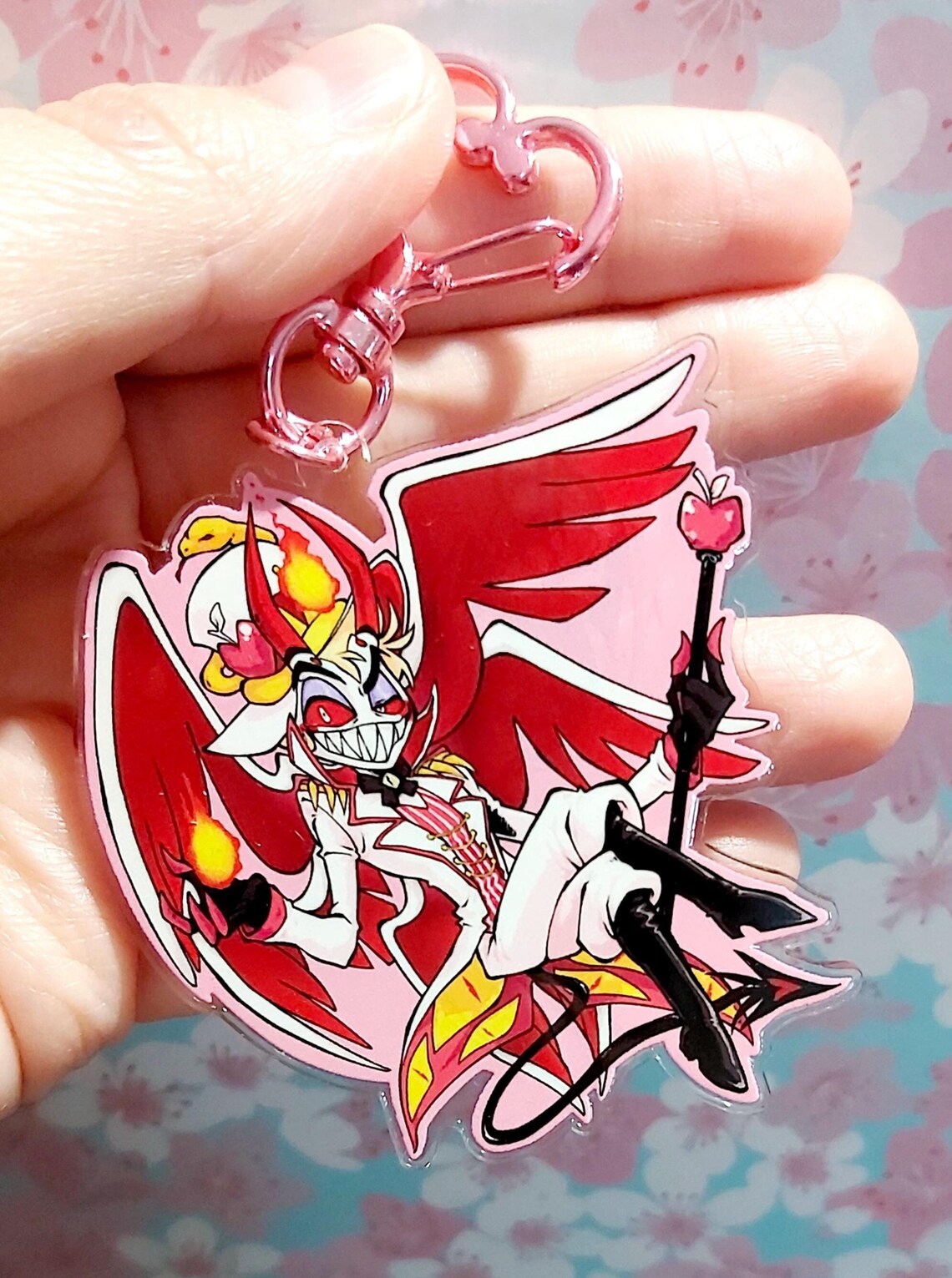 HAZBIN HOTEL Transform Keychains - Lucifer Alastor Vaggie Angel Dust - Clear Acrylic Charm 2.5 inches