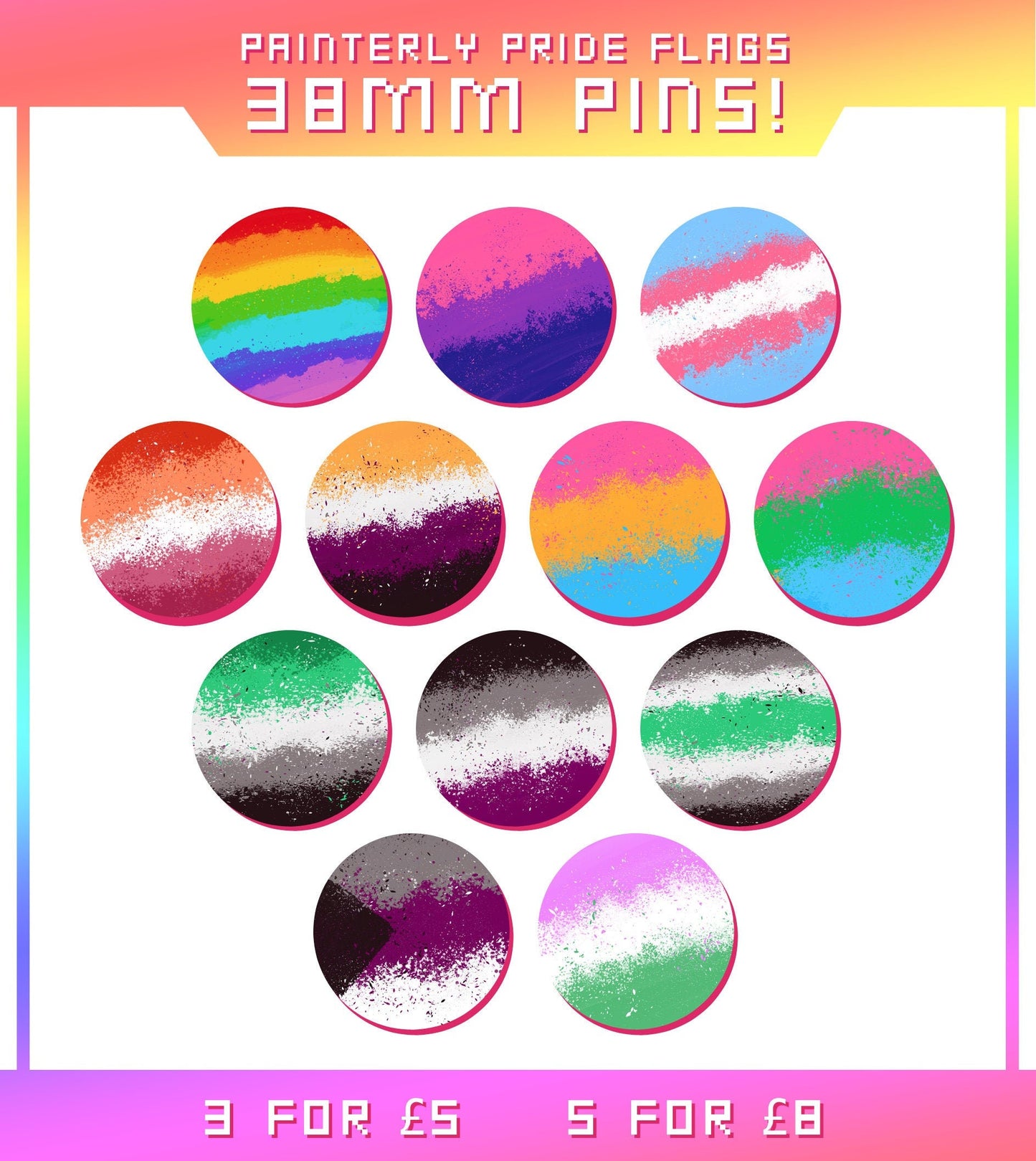Painterly Pride 1.5" Badge Pins