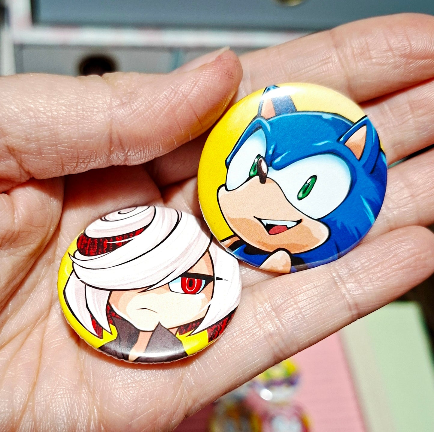 Sonic the Hedgehog Inspired Pinback Badges - 38mm