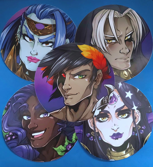 Hades Game Inspired Big Round Stickers 10cm