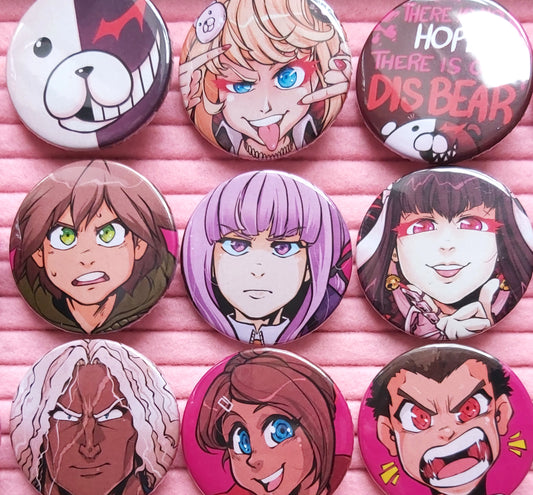 Dangan Inspired Badge Pins 38mm