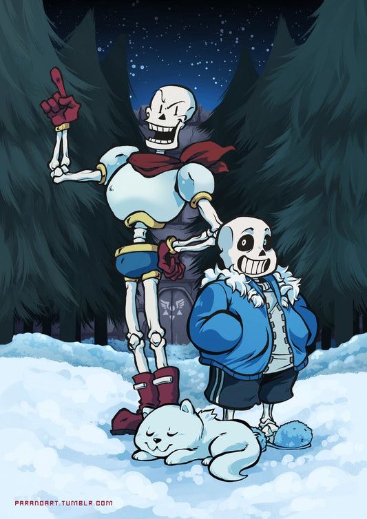 Welcome to Snowdin A4/A3 Poster - Sans and Papyrus from Undertale