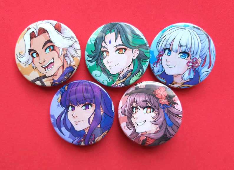 Genshin Impact 38mm Pin Badges